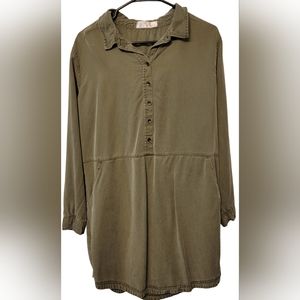 Time & Tru Women's Long Sleeve Dress Olive Green sz Large